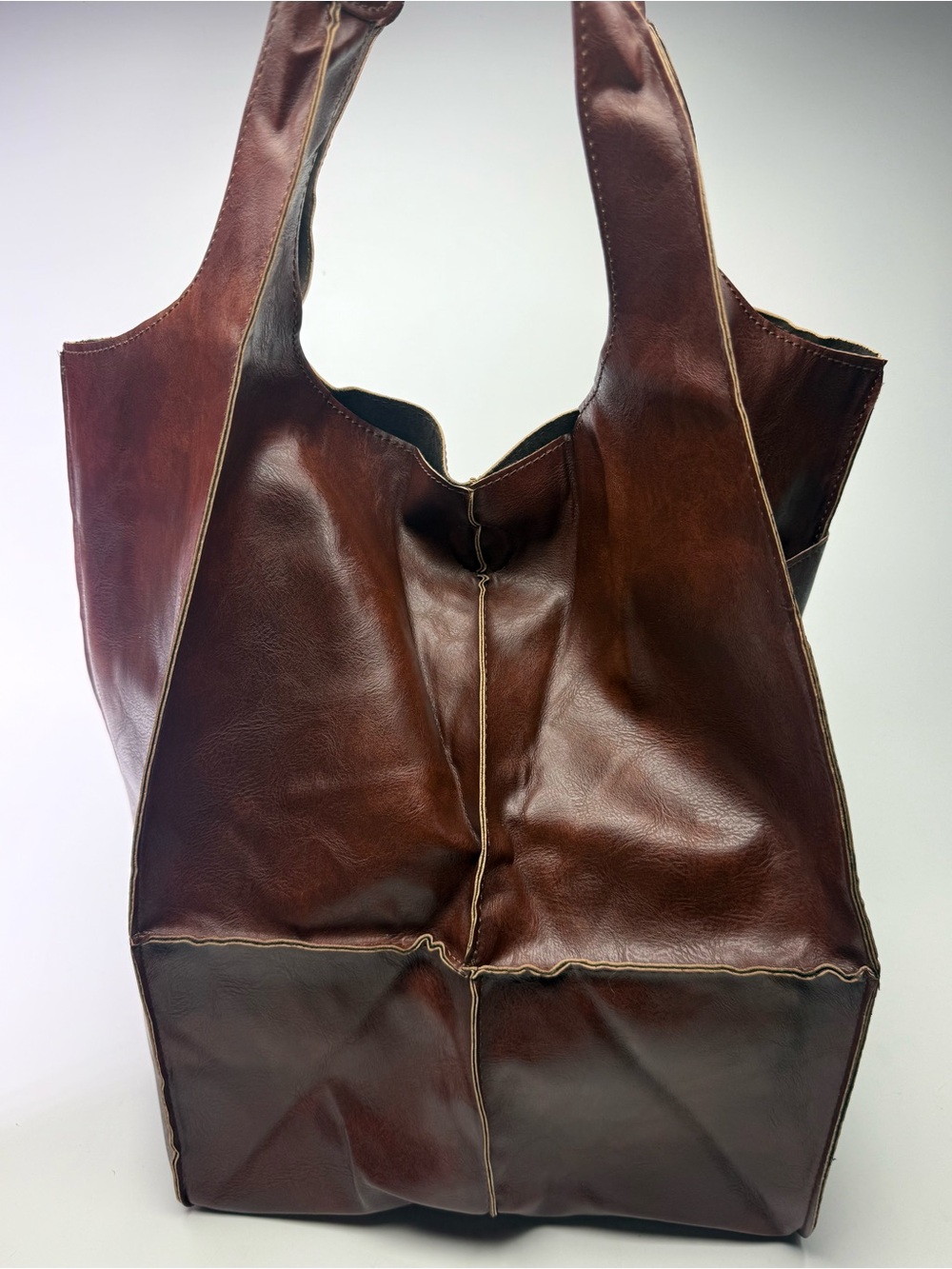 Vegan Leather Slouchy Extra Large Hobo Bag Boho Shoulder Tote Brown Oversized